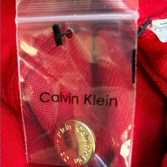 Calvin Klein/ NWT/ Red/ mock Neck with Gold buttons / size M/M - Picture 8 of 12